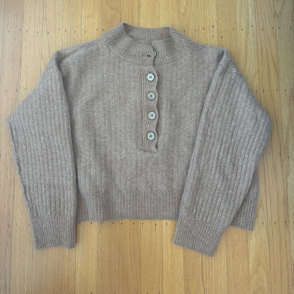 Free People Latte Cashmere Henley in Brown